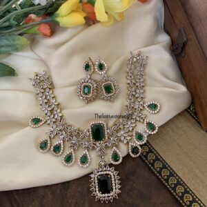 Designer heavy 2 layer emerald CZ set