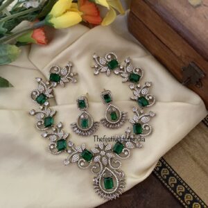 Emerald CZ necklace set