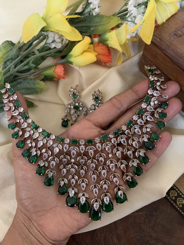 Bridal Emerald CZ choker set