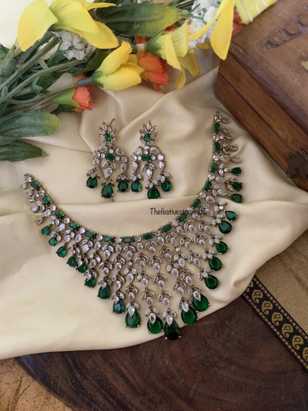 Bridal Emerald CZ choker set