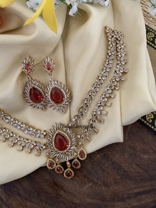 CZ ruby tikka necklace set
