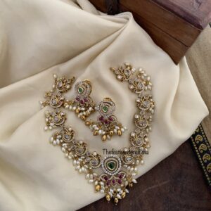 CZ pearls drops necklace set