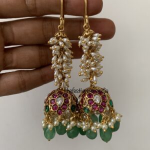 Cluster rice pearls jhumkas