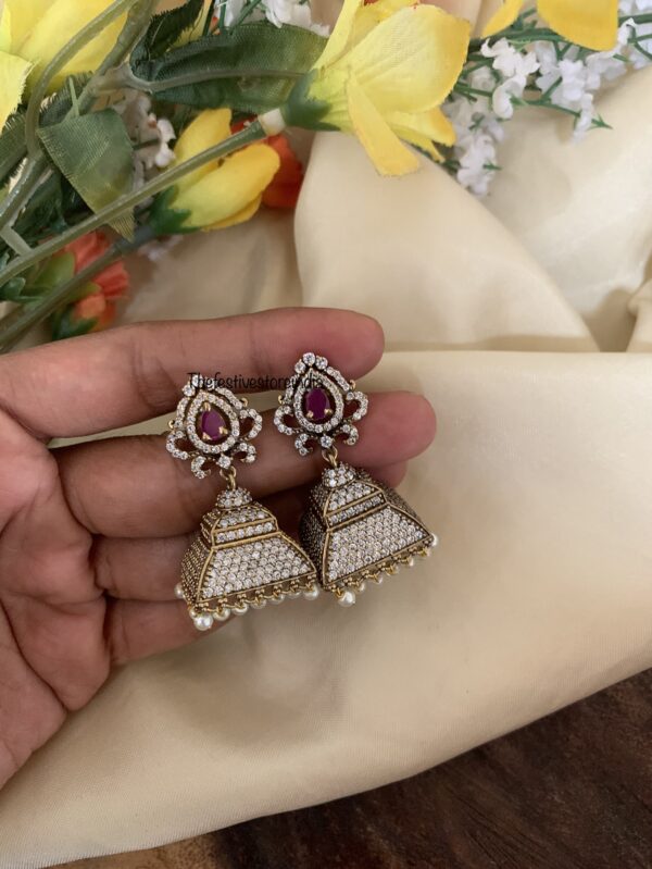Victorian box ruby jhumkas