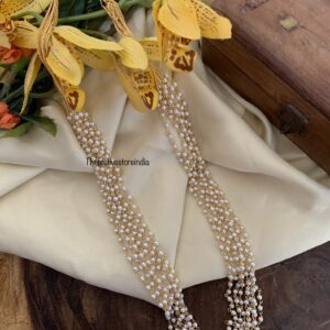 8 layer white pearls mid length maala