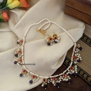 Jadau purple drops pearls set