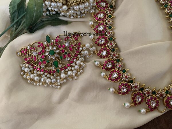 Detachable pendant jadau mango haara set | Bridal temple jewelry