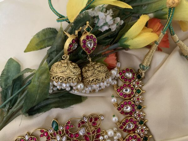 Detachable pendant jadau mango haara set | Bridal temple jewelry