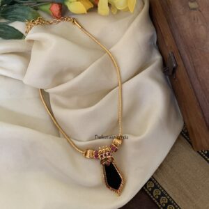 Micro gold palakka green pendant chain