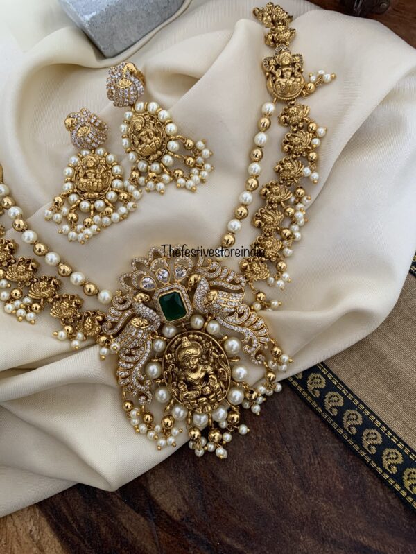 Statement 2 layer lakshmi pearls necklace set