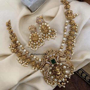 Statement 2 layer lakshmi pearls necklace set