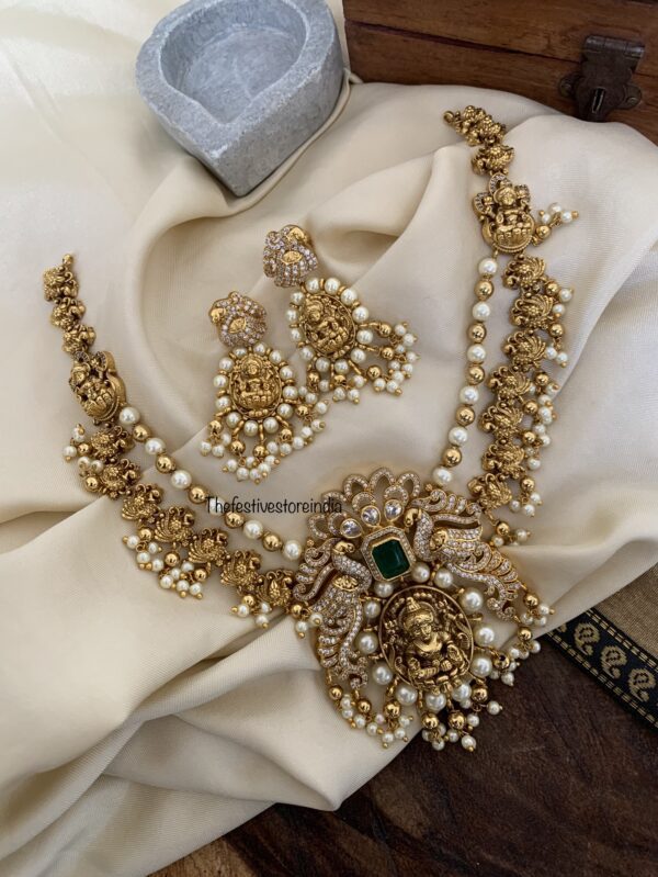 Statement 2 layer lakshmi pearls necklace set