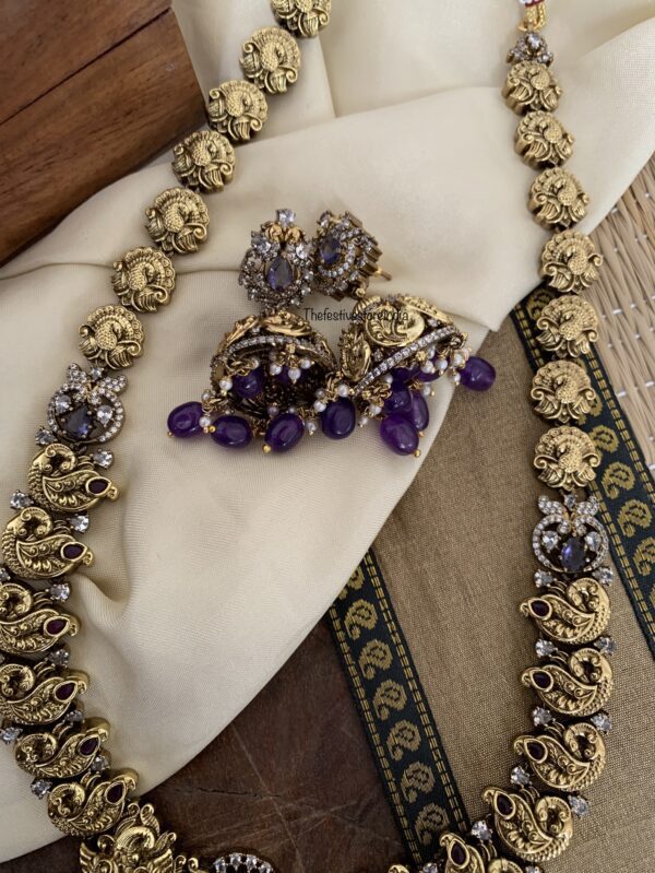 Purple beads Victorian pendant Haaram set