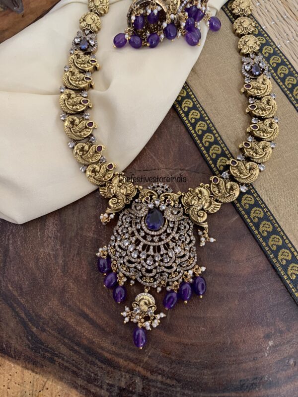 Purple beads Victorian pendant Haaram set