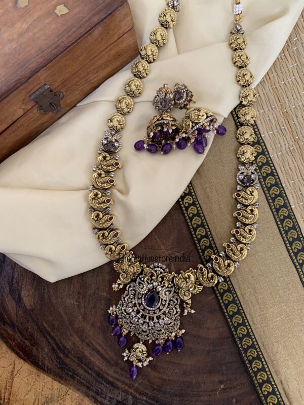 Purple beads Victorian pendant Haaram set