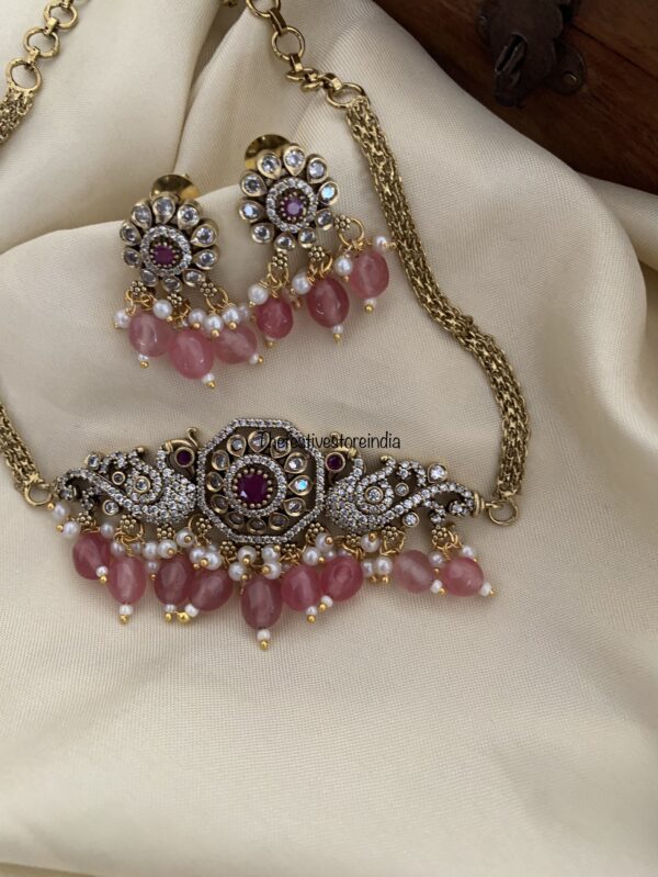 Minimalist Victorian pink drops choker set