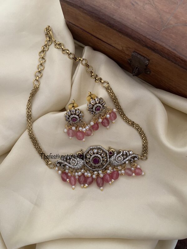 Minimalist Victorian pink drops choker set