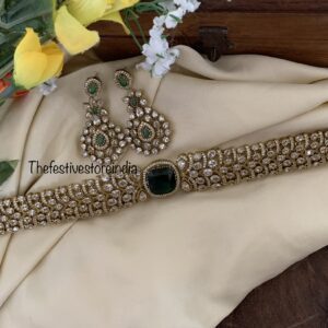 Statement Victorian Emerald stone choker set