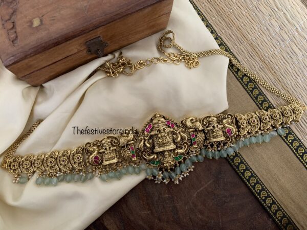 Budgeted Bridal mint drops Lakshmi hipchain