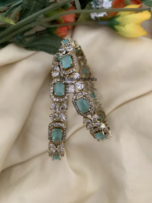 CZ mint stone Bangles - Set of 2