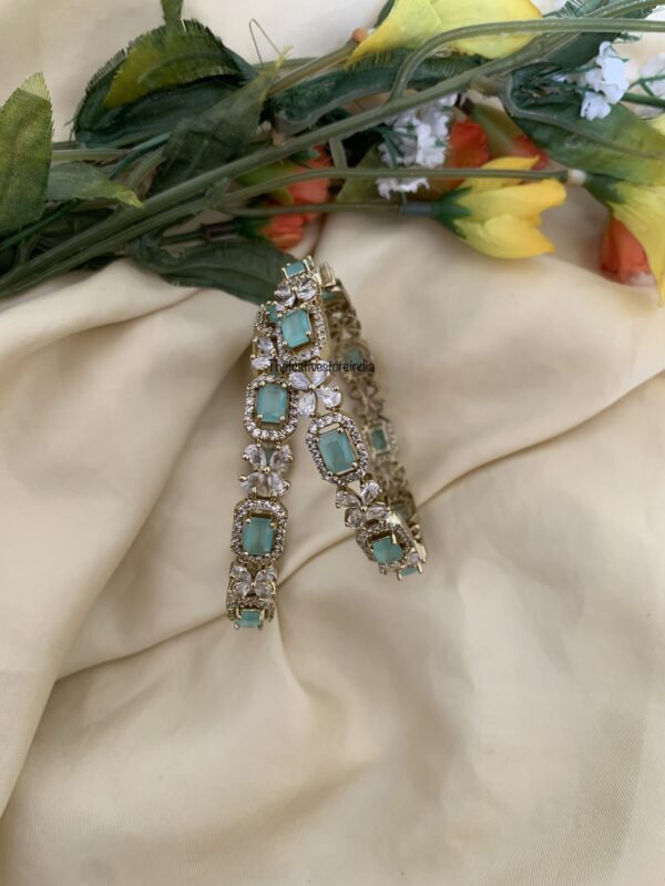 CZ mint stone Bangles - Set of 2