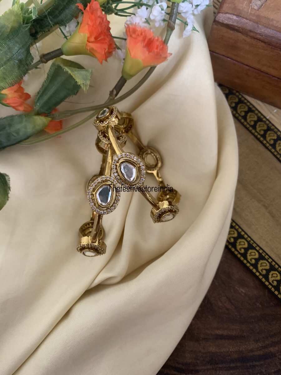 Polki kundan Bangles - Set of 2