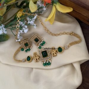 Emerald RadhaKrishna choker necklace set