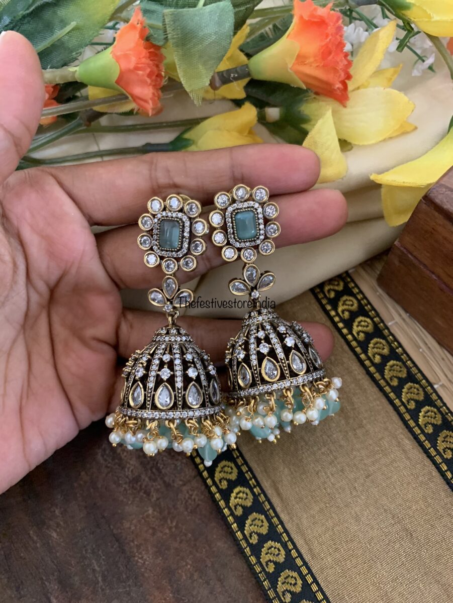 Victorian Mint block jhumkas