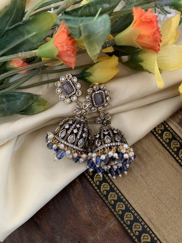 Victorian Greyish blue block jhumkas