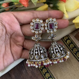 Victorian Maroon block jhumkas
