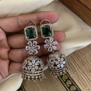 CZ Emerald Jhumkas