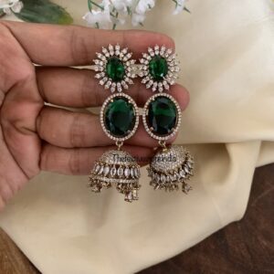 Emerald CZ round jhumkas