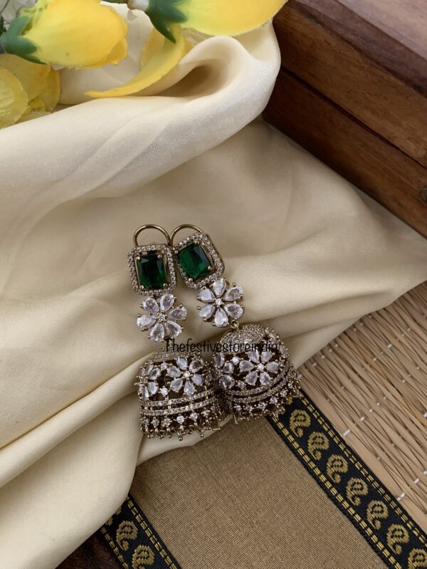 CZ Emerald Jhumkas