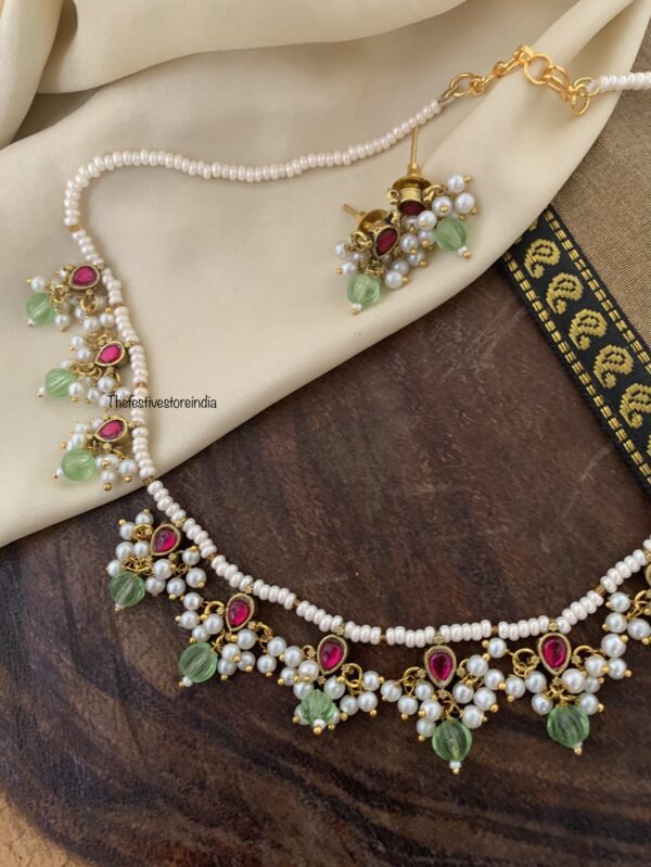 Jadau mint drops and kemp pearls set