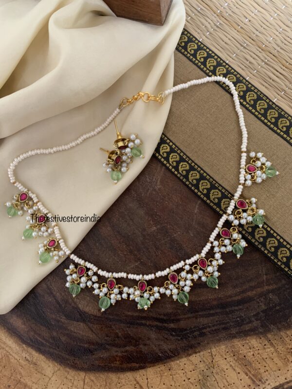 Jadau mint drops and kemp pearls set