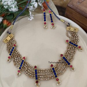 Real KC pearls blue necklace set