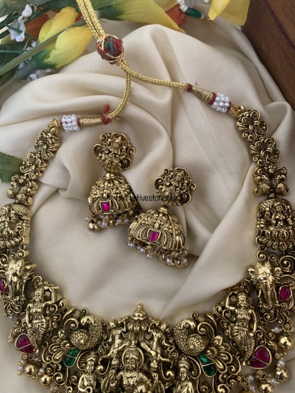 Heavy bridal Lakshmi gold drops necklace set