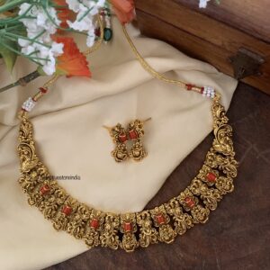 Coral floral necklace set