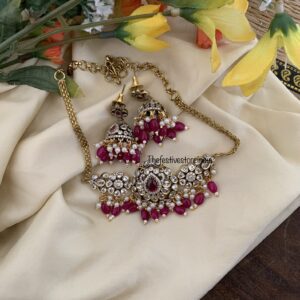 Budgeted Magenta beads victorian choker set
