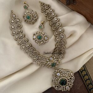2 layer Victorian green stone necklace set