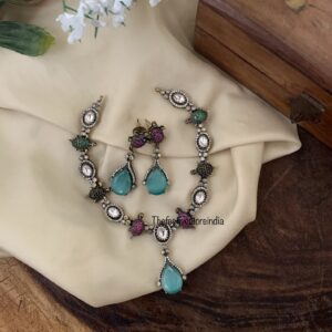 KURMA - Mint pendant Victorian necklace set