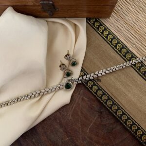 Budgeted leafy emerald Victorian choker necklace set
