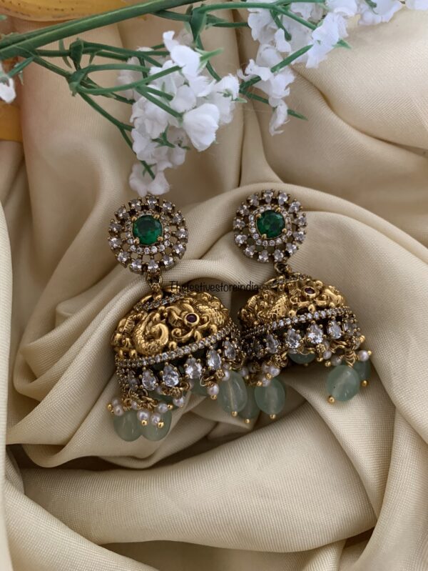Victorian pastel green drops traditional jhumkas