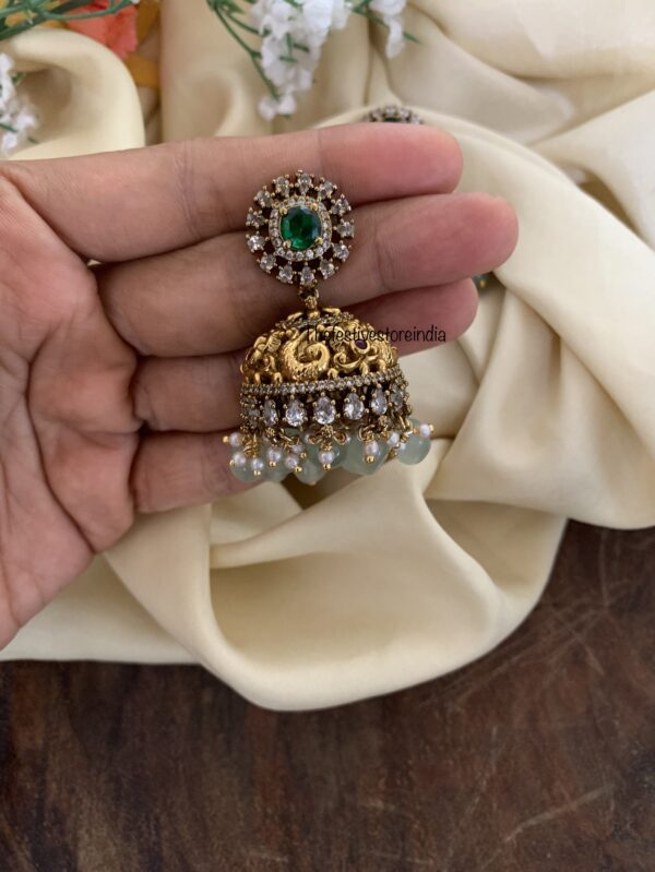 Victorian pastel green drops traditional jhumkas