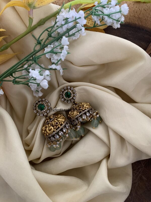 Victorian pastel green drops traditional jhumkas