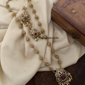 Designer chain AD pendant haaram set