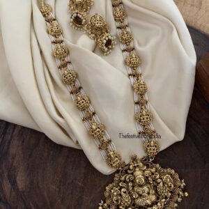Grand white beads Lakshmi haaram set