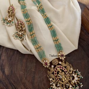 Shri Krishna green beads haaram set