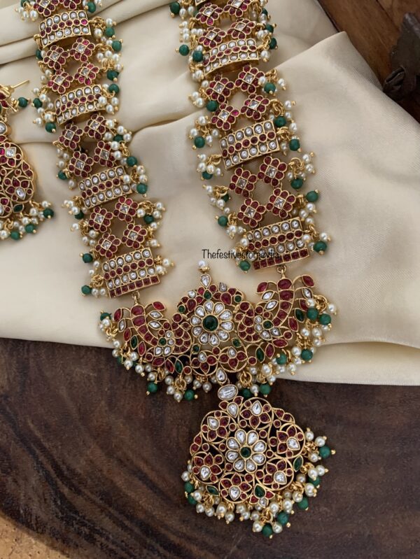 Bridal Kemp with green beads haaram set