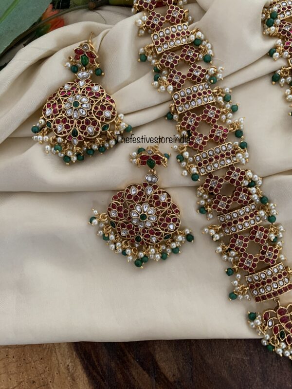 Bridal Kemp with green beads haaram set